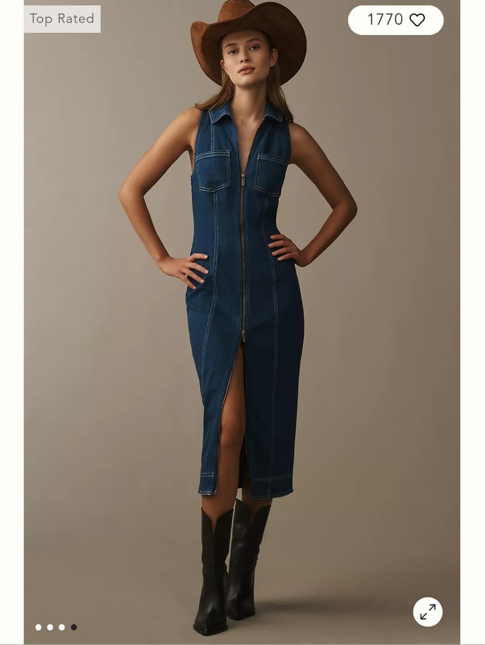 Pilcro Slim Fitting Denim Midi Drrss